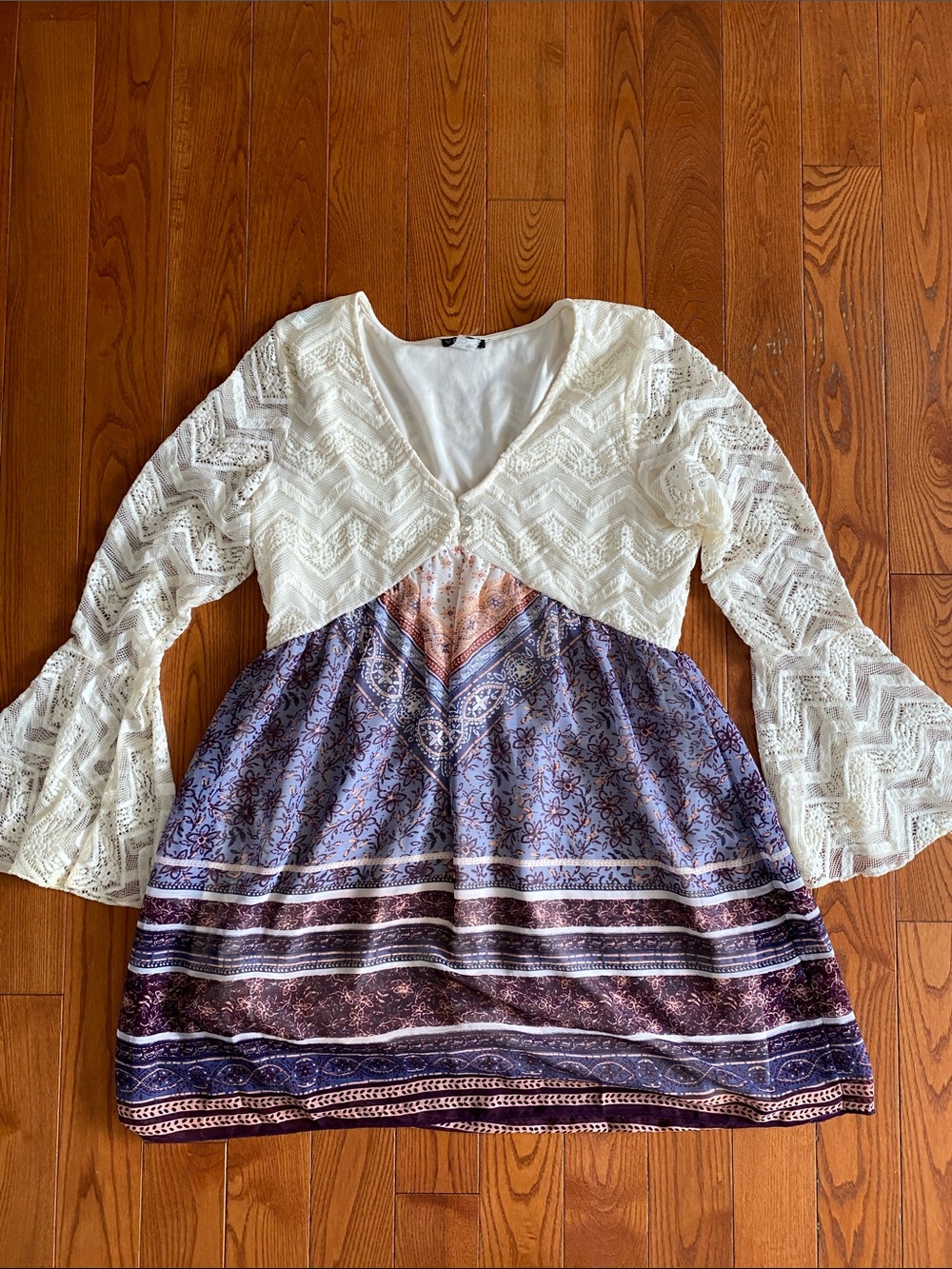 VENUS women’s XL Lace & Purple Patterned Boho Tunic/dress flowy